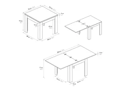 Mesa com acabamento em cinzento cimento, extensível e dobrável 90×90- 180×90 cm - LIPARI