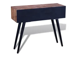 Mesa consola com 3 gavetas, madeira de teca reciclada