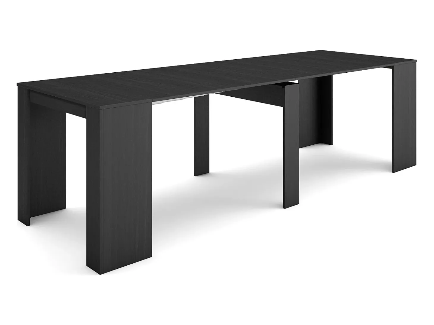 Mesa Consola Extensível, 262x90x77cm, Para 12 pessoas, Mesa de Jantar, Preto