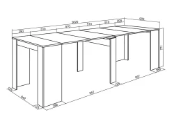 Mesa Consola Extensível, 262x90x77cm, Para 12 pessoas, Mesa de Jantar, Preto