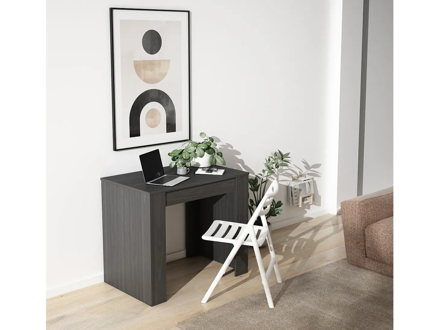 Mesa Consola Extensível, 262x90x77cm, Para 12 pessoas, Mesa de Jantar, Preto