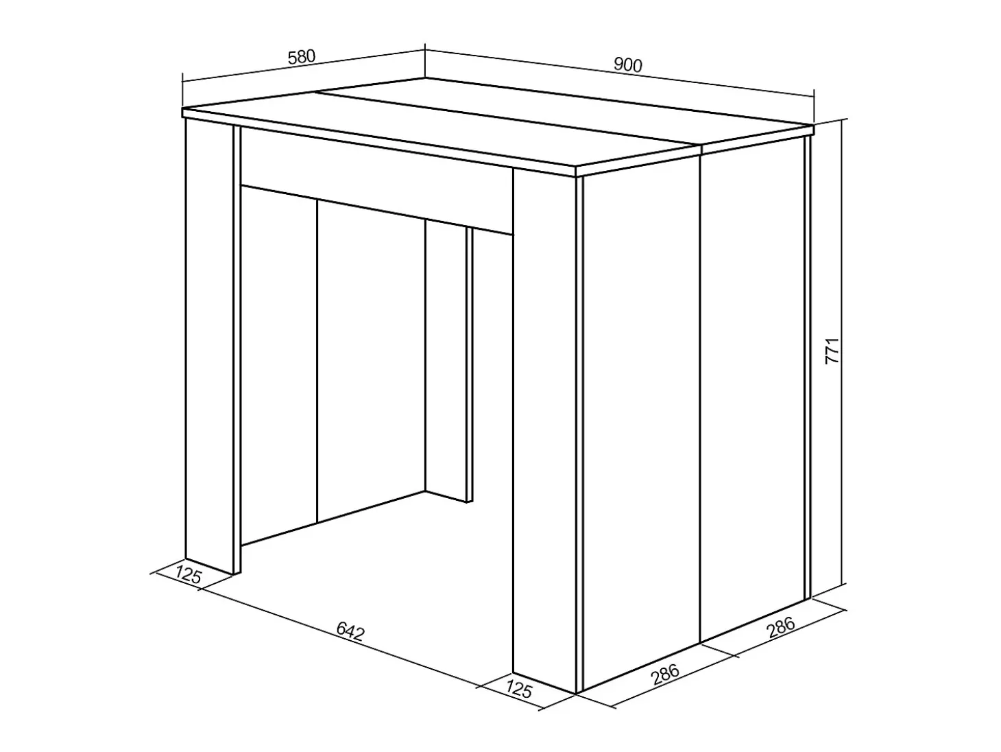 Mesa Consola Extensível, 160x90x77cm, Para 8 pessoas, Mesa de Jantar, Preto