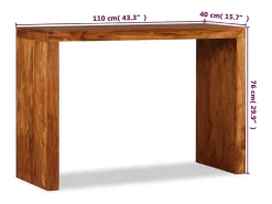 Mesa consola madeira maciça c/ acabamento a mel 110x40x76 cm