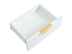 Mesa consola moderna, com 2 gavetas, pés ajustáveis, Branco e Dourado
