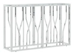 Mesa consola 110x30x70 cm aço inoxidável e vidro