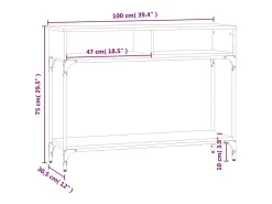 Mesa consola 100x30,5x75 cm derivados de madeira preto