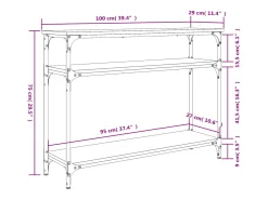 Mesa consola 100x29x75 cm derivados de madeira carvalho fumado