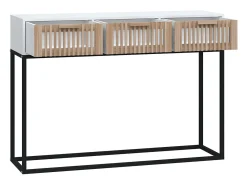 Mesa consola 105x30x75 cm derivados de madeira e ferro branco