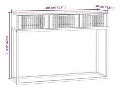 Mesa consola 105x30x75 cm derivados de madeira e ferro branco