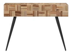 Mesa consola 110x34x80 cm madeira de teca recuperada maciça