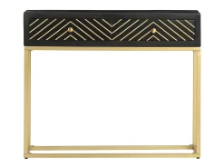 Mesa consola 90x30x75 cm mangueira maciça preto e dourado