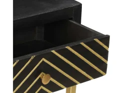 Mesa consola 90x30x75 cm mangueira maciça preto e dourado