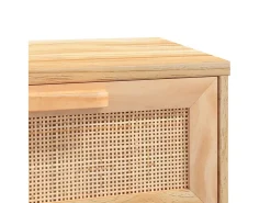 Mesa consola 80x30x75 cm pinho maciço e vime natural castanho