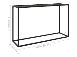 Mesa consola 120x35x75 cm vidro temperado preto