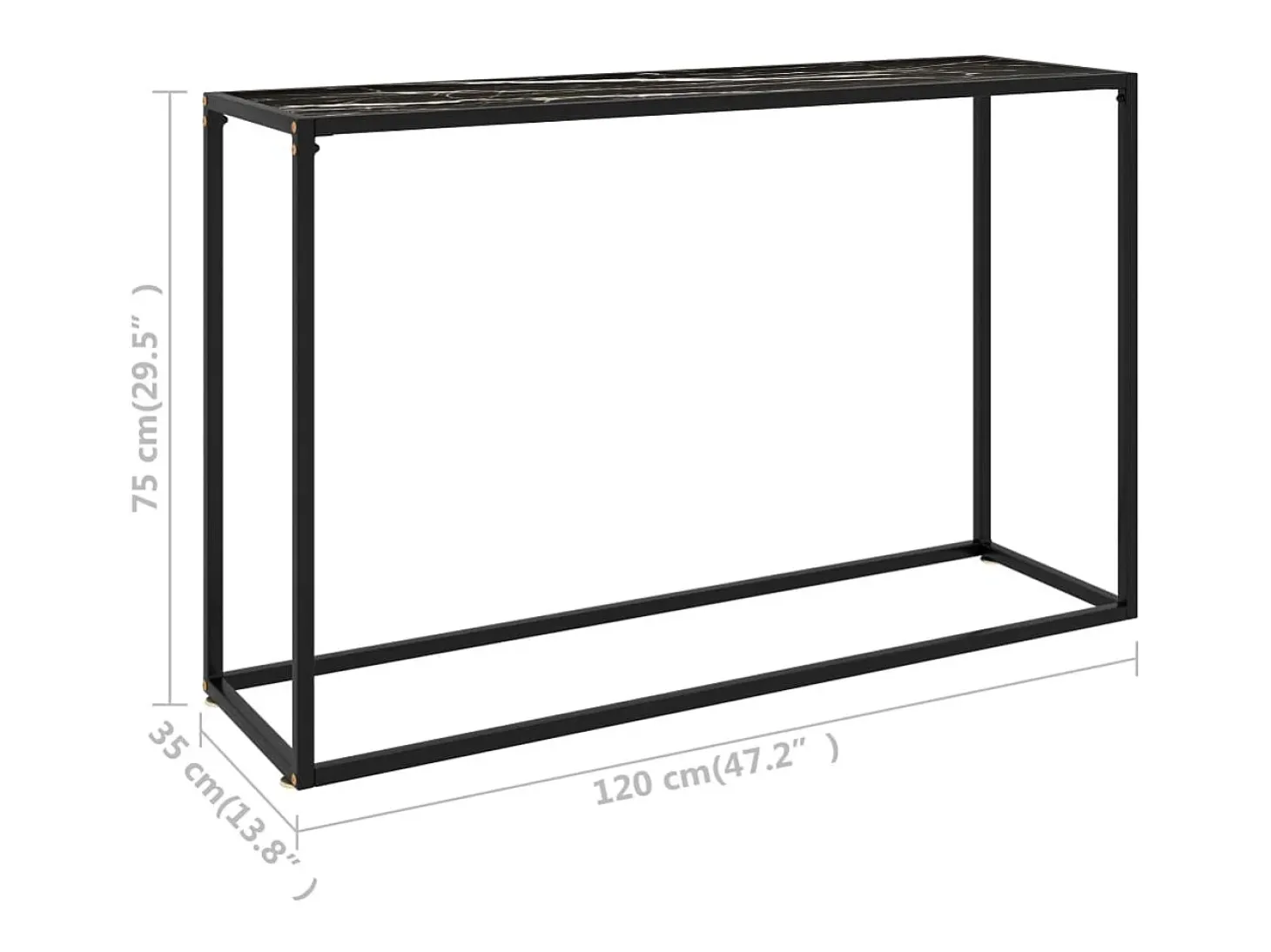 Mesa consola 120x35x75 cm vidro temperado preto