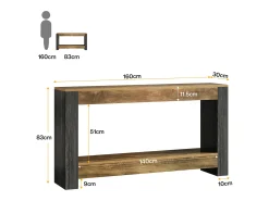Mesa Console de 160 cm de Comprimento para Entrada, Mesa de Entrada em Madeira Rústica para Sala