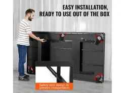 Mesa Convertível, Mesa de Bilhar SucceBuy de 213 cm, Mesa de Bilhar Portátil com Pano Vermelho para Sala de Jogos