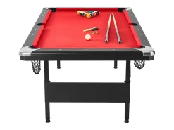 Mesa Convertível, Mesa de Bilhar SucceBuy de 213 cm, Mesa de Bilhar Portátil com Pano Vermelho para Sala de Jogos
