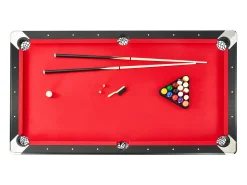Mesa Convertível, Mesa de Bilhar SucceBuy de 213 cm, Mesa de Bilhar Portátil com Pano Vermelho para Sala de Jogos