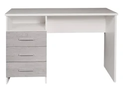 Mesa Dabdellaou, Mesa de trabalho multiusos, Mesa de escritório com suporte para PC, Bancada, 120x48h75 cm, Branco e Concreto