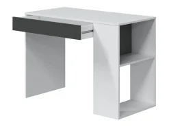 Mesa Danani, Mesa multifuncional reversível com gaveta, Mesa de estudo ou escritório para PC, 101x50h73 cm, Branco e Antracite