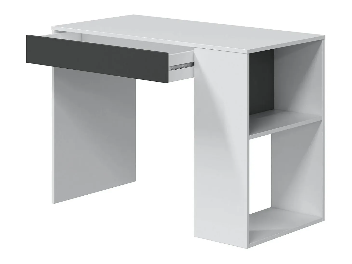 Mesa Danani, Mesa multifuncional reversível com gaveta, Mesa de estudo ou escritório para PC, 101x50h73 cm, Branco e Antracite