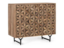 Mesa d'appoint em bois de manguier maciço de estilo géométrique