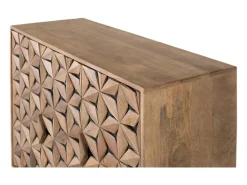 Mesa d'appoint em bois de manguier maciço de estilo géométrique