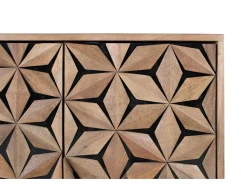 Mesa d'appoint em bois de manguier maciço de estilo géométrique