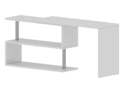 Mesa Dascagn, mesa de canto para PC, mesa de escritório multiuso, mesa multiposições que economiza espaço, 100% Fabricado na Itália, 120x50h75 cm, Branco brilhante