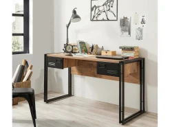 Mesa Dbonifaz, Mesa multiuso, Mesa de escritório com suporte para PC, Bancada, 139x60h75 cm, Carvalho e Preto