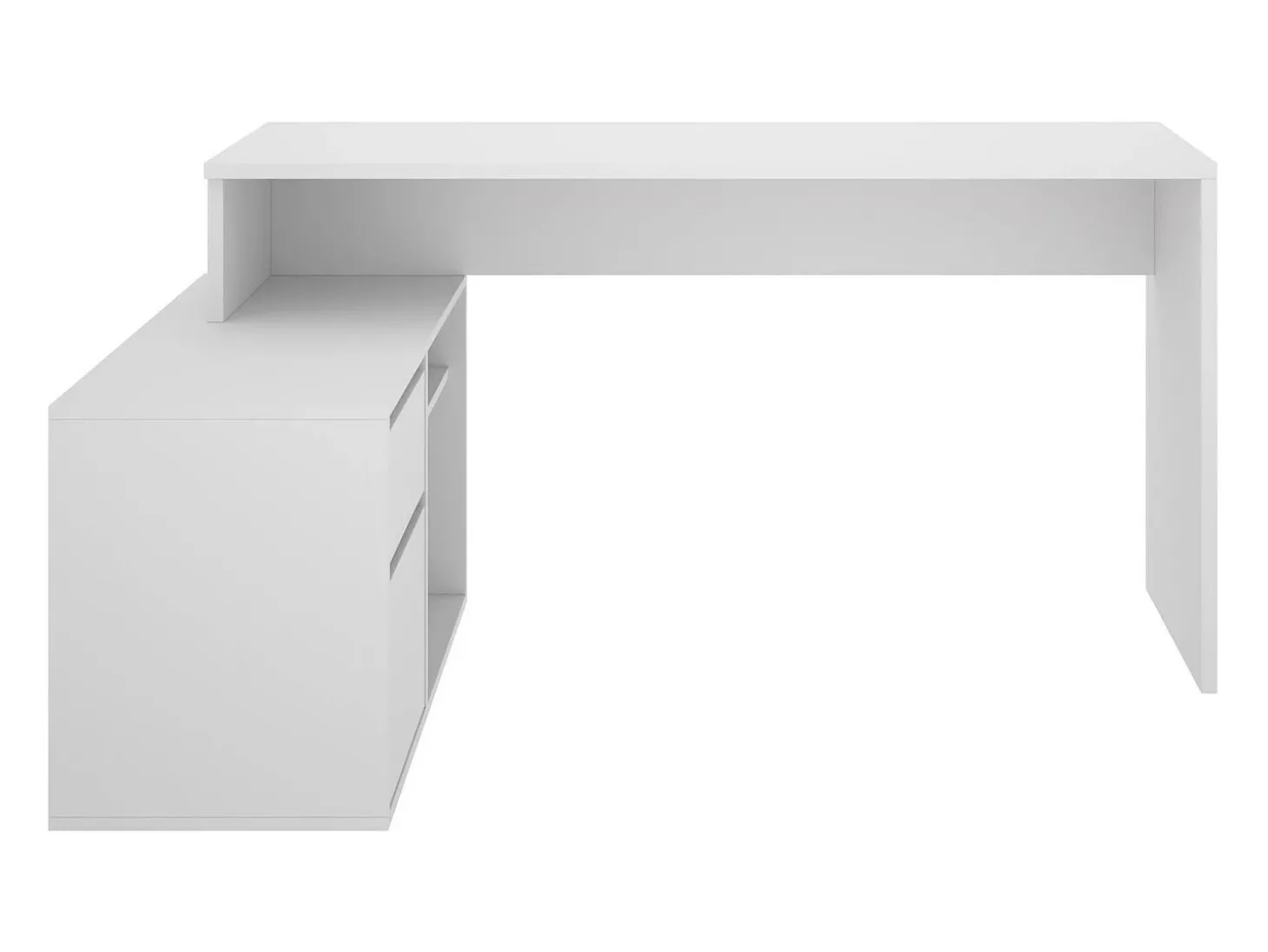 Mesa Ddiaw, Mesa multiposições para escritório ou quarto, Mesa de estudo multifuncional de canto, 139x92h75 cm, Branco