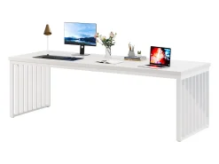 Mesa de 180 cm, grande mesa de computador, mesa para PC, mesa de escritório com estrutura metálica resistente