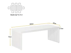 Mesa de 180 cm, grande mesa de computador, mesa para PC, mesa de escritório com estrutura metálica resistente