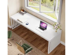 Mesa de 180 cm, grande mesa de computador, mesa para PC, mesa de escritório com estrutura metálica resistente