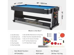 Mesa de Air Hockey, SucceBuy Mesa Giratória Multijogos para Bilhar, Air Hockey e Ténis de Mesa