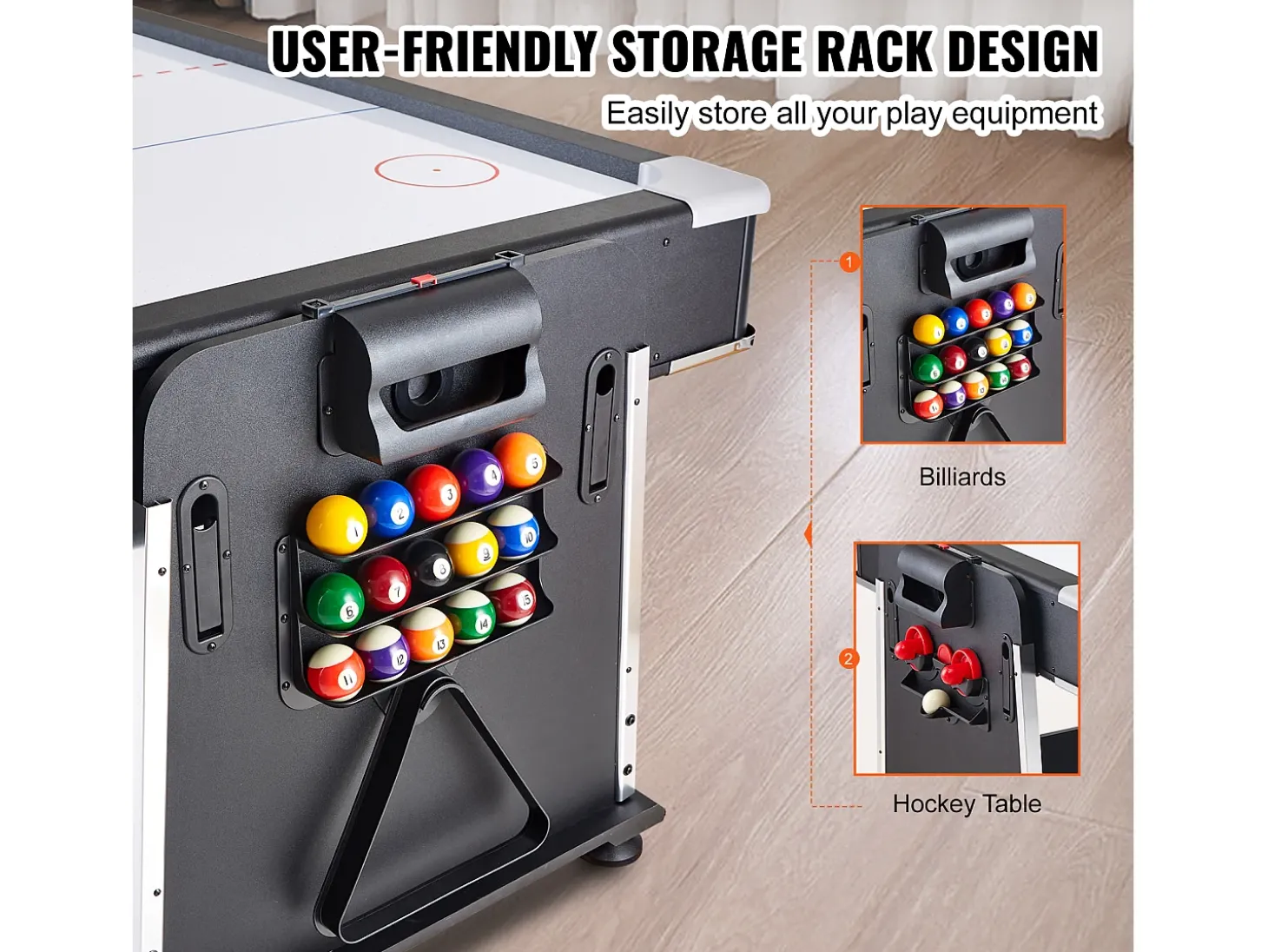 Mesa de Air Hockey, SucceBuy Mesa Giratória Multijogos para Bilhar, Air Hockey e Ténis de Mesa
