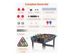 Mesa de Air Hockey, SucceBuy Mesa de Jogo Combinada 4 em 1 122 cm, Air Hockey, Matraquilhos, Ténis de Mesa, Bilhar