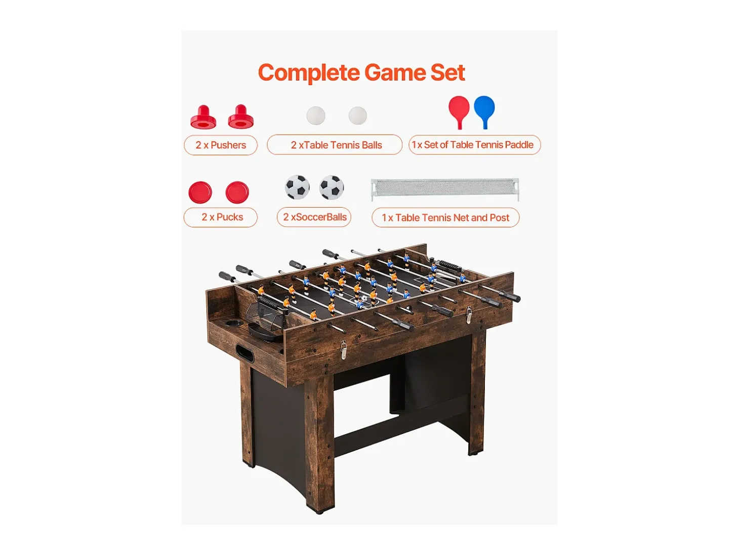 Mesa de Air Hockey, SucceBuy Mesa de Air Hockey 3 em 1 de 137 cm com Pingue-Pongue para Casa e Escritório