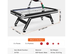 Mesa de Air Hockey, SucceBuy Mesa de Air Hockey com Placar LED, Acessórios Incluídos