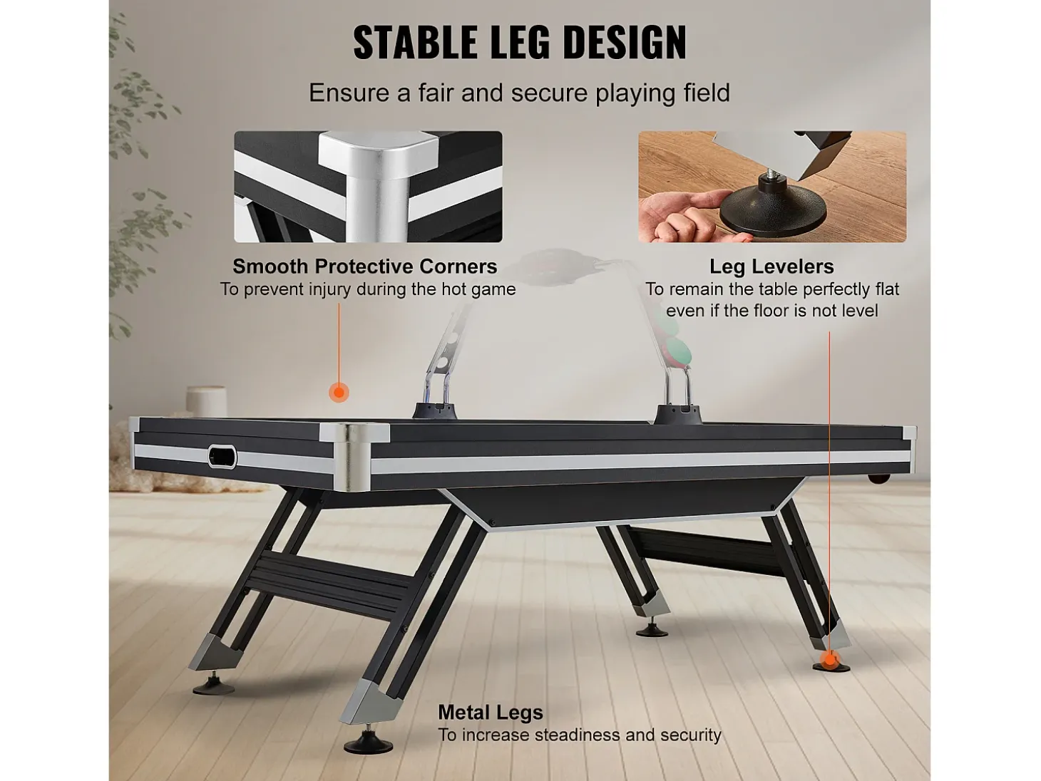 Mesa de Air Hockey, SucceBuy Mesa de Air Hockey com Placar LED, Acessórios Incluídos