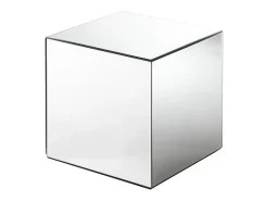 Mesa de apoio em espelho com estrutura em MDF, forma cúbica cor prateada CUBIX de Pascal Morabito