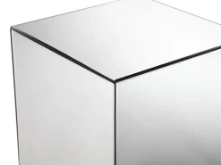 Mesa de apoio em espelho com estrutura em MDF, forma cúbica cor prateada CUBIX de Pascal Morabito