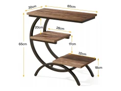 Mesa de apoio em madeira, pequena mesa baixa, mesa de cabeceira, apoio para sofá com 3 prateleiras para sala, quarto, marrom escuro