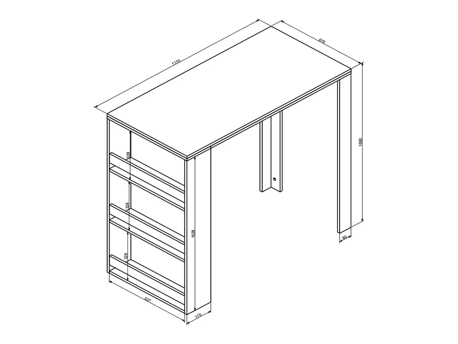 Mesa de bar branco/antracite 57x117x106