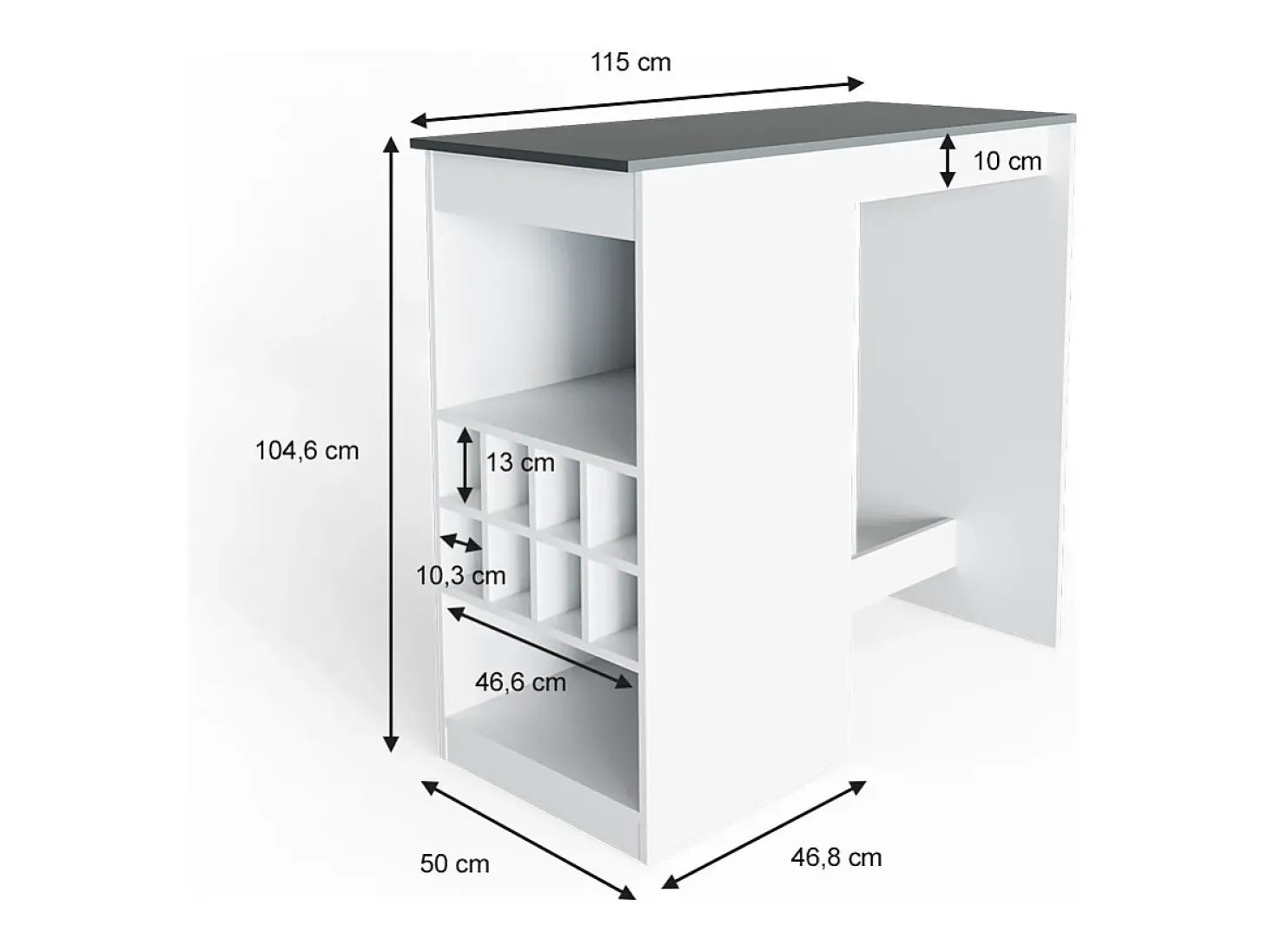 Mesa de bar branco/antracite 115x50x104.6 ross