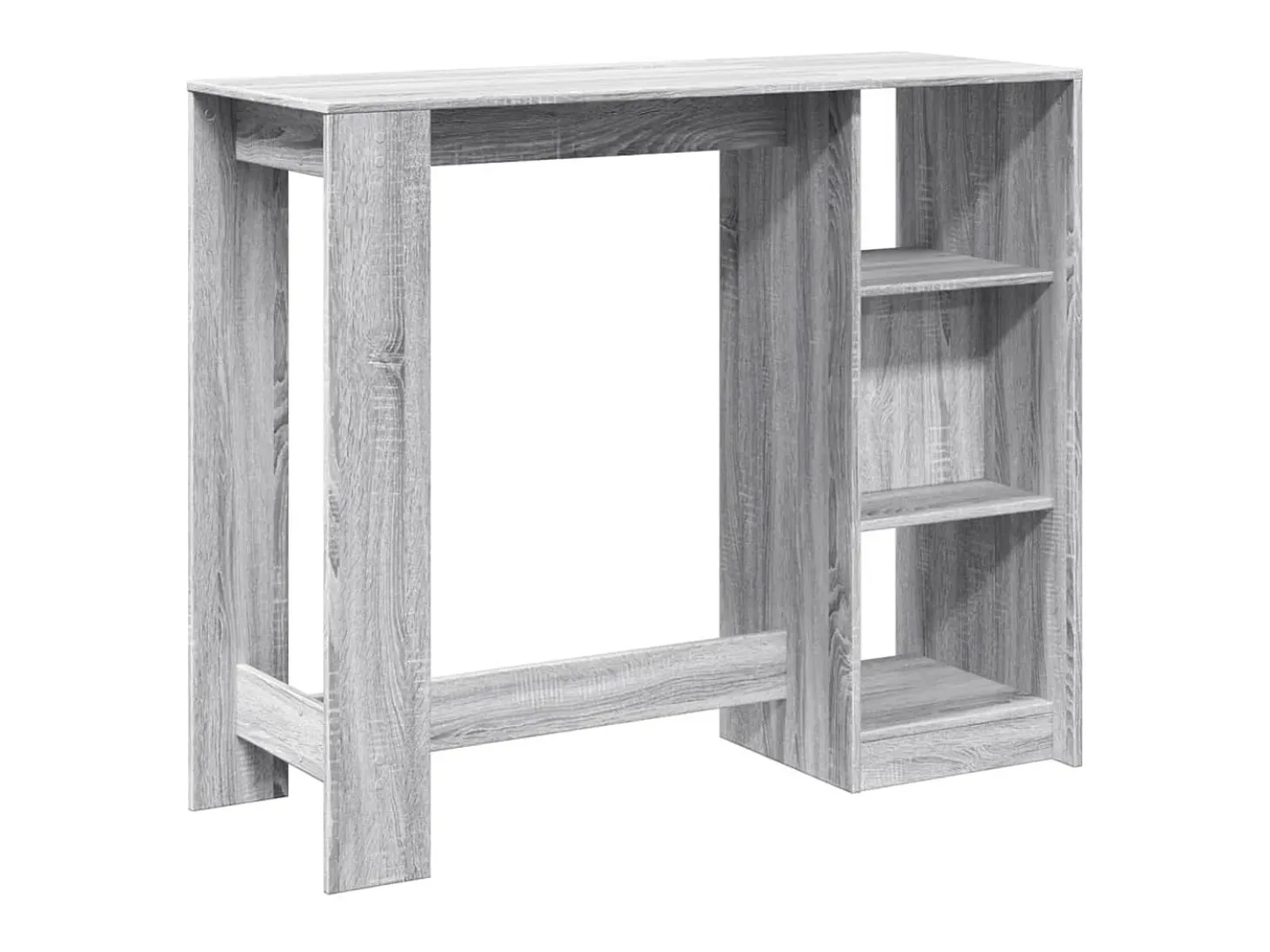 Mesa de bar c/ prateleiras derivados de madeira cinzento sonoma