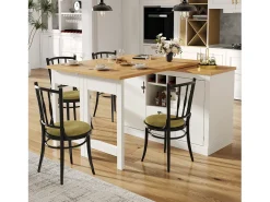 Mesa de bar extensível - 120/180 x 76 cm - com LEDs + 2 portas + 2 gavetas - rotação 360° - MDF - branco
