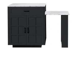 Mesa de bar extensível com arrumação - 133-202 x 70 x 93,5 cm - com 2 gavetas + 4 compartimentos - MDF - preta