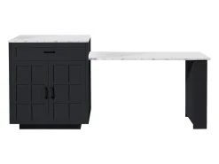 Mesa de bar extensível com arrumação - 133-202 x 70 x 93,5 cm - com 2 gavetas + 4 compartimentos - MDF - preta